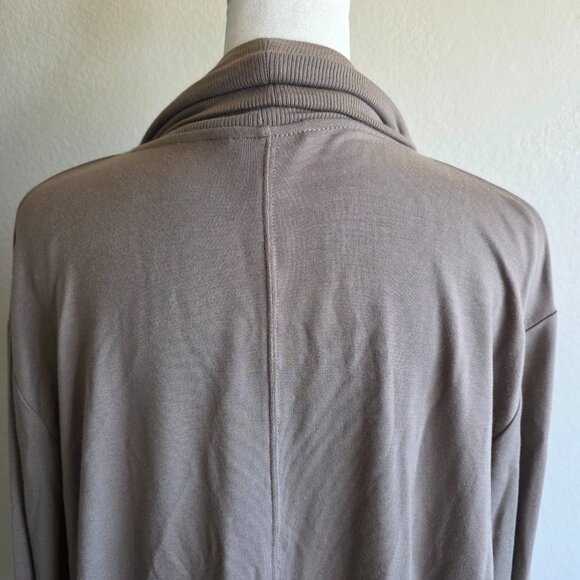 Athleta Size M P Pranayama Restore Wrap Long Open Front Cardigan Tencel Mushroom - Picture 6 of 8
